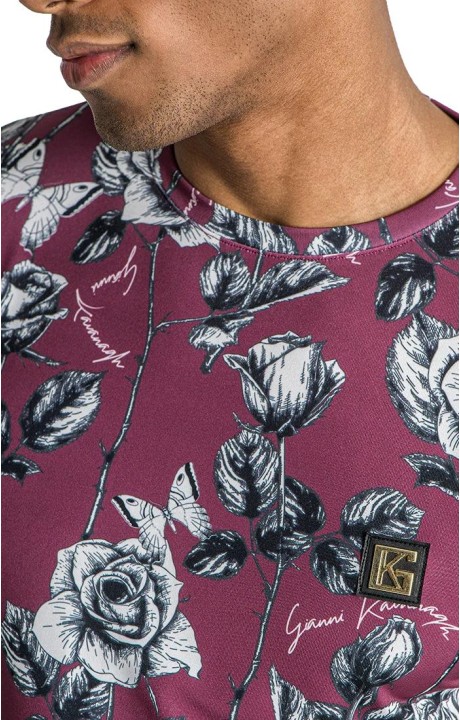 Camiseta Gianni Kavanagh Floral Novel Burdeos 2
