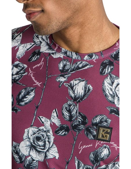 Camiseta Gianni Kavanagh Floral Novel Burdeos