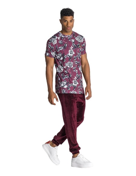 Camiseta Gianni Kavanagh Floral Novel Burdeos