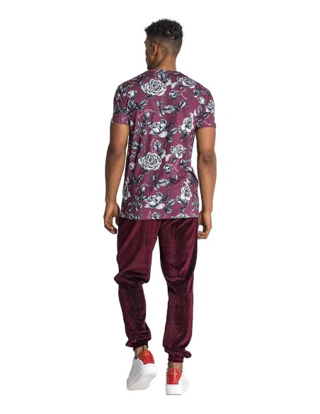 Camiseta Gianni Kavanagh Floral Novel Burdeos