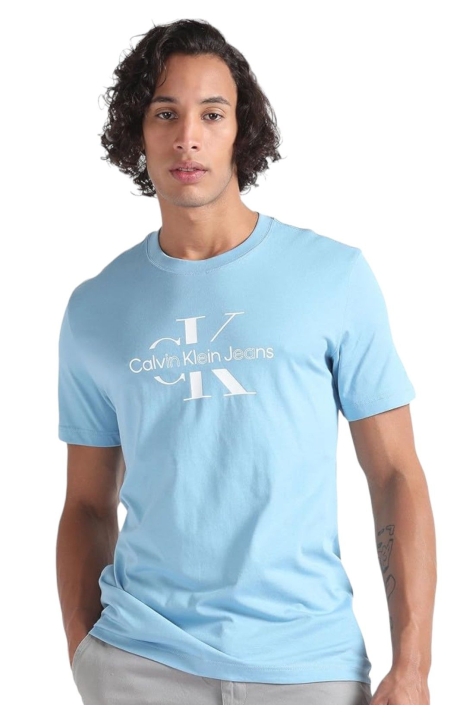 Camiseta Calvin Klein Basic Logo Fronyal Azul