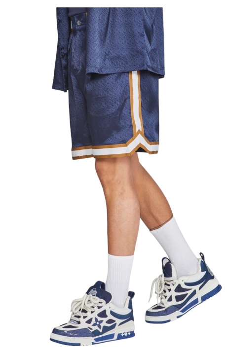 Pantalon Corto SikSilk Basket con Franja Azul Marino