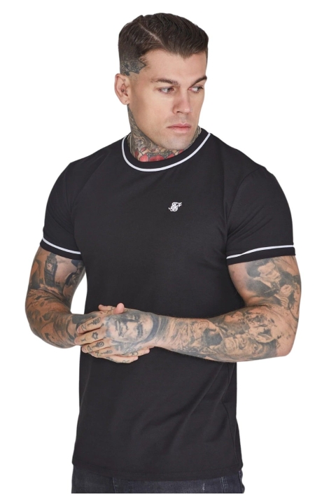 Camiseta SikSilk Muscle Fit Basic Negro