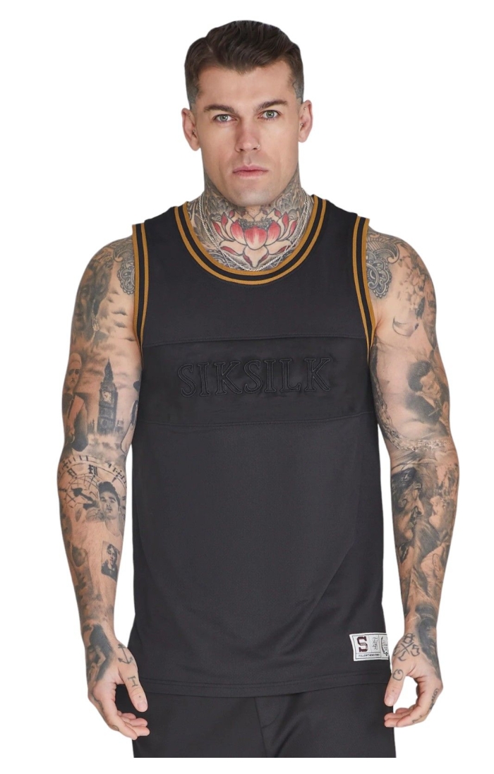 Camiseta SikSilk de Tirantes Basket Negro