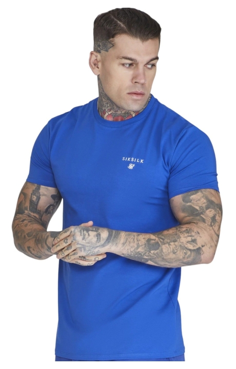 Camiseta SikSilk Muscle Fit Basica Azul