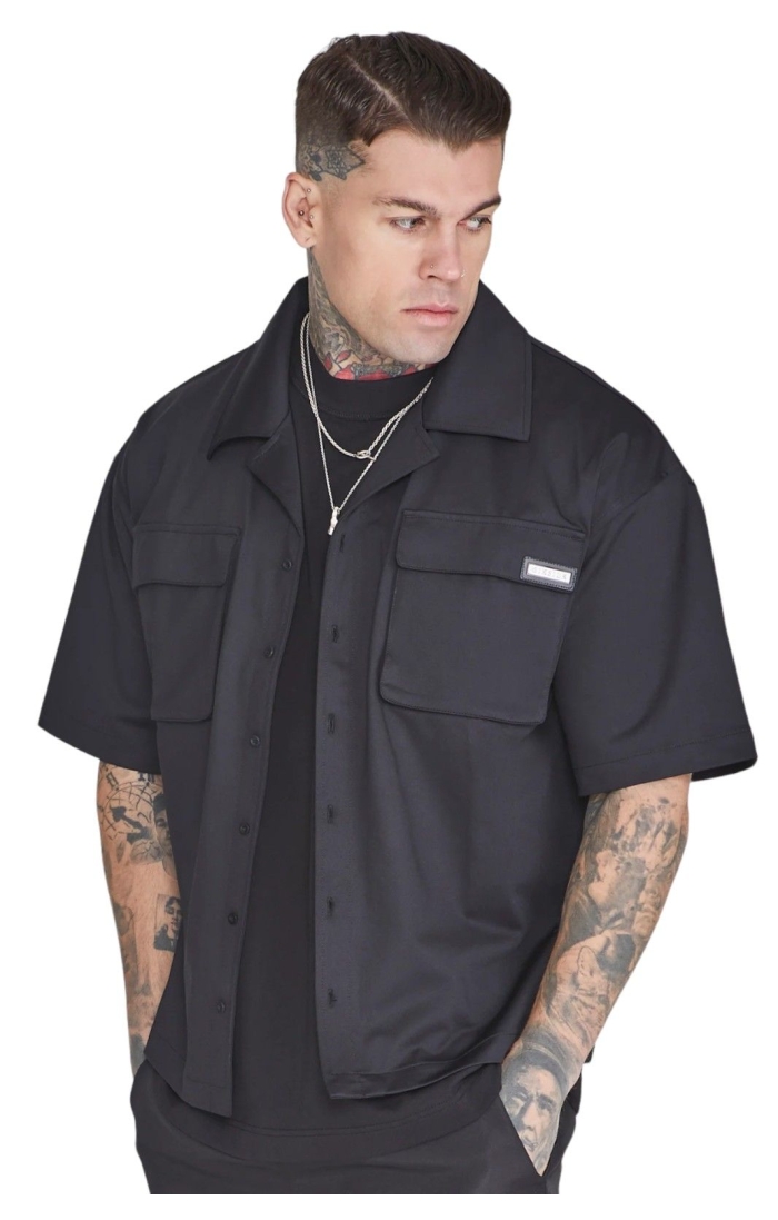 Camisa SikSilk Utilitaria de Vuelo Negro