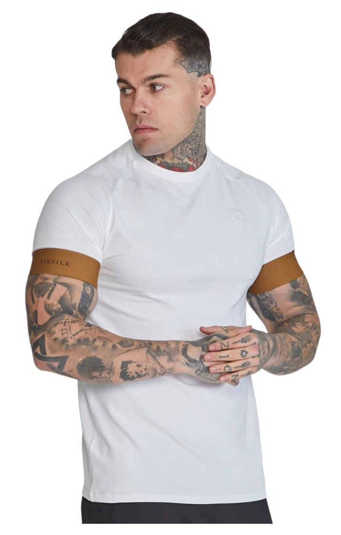 Camiseta SikSilk Tecnica Manga Ajustada Blanco