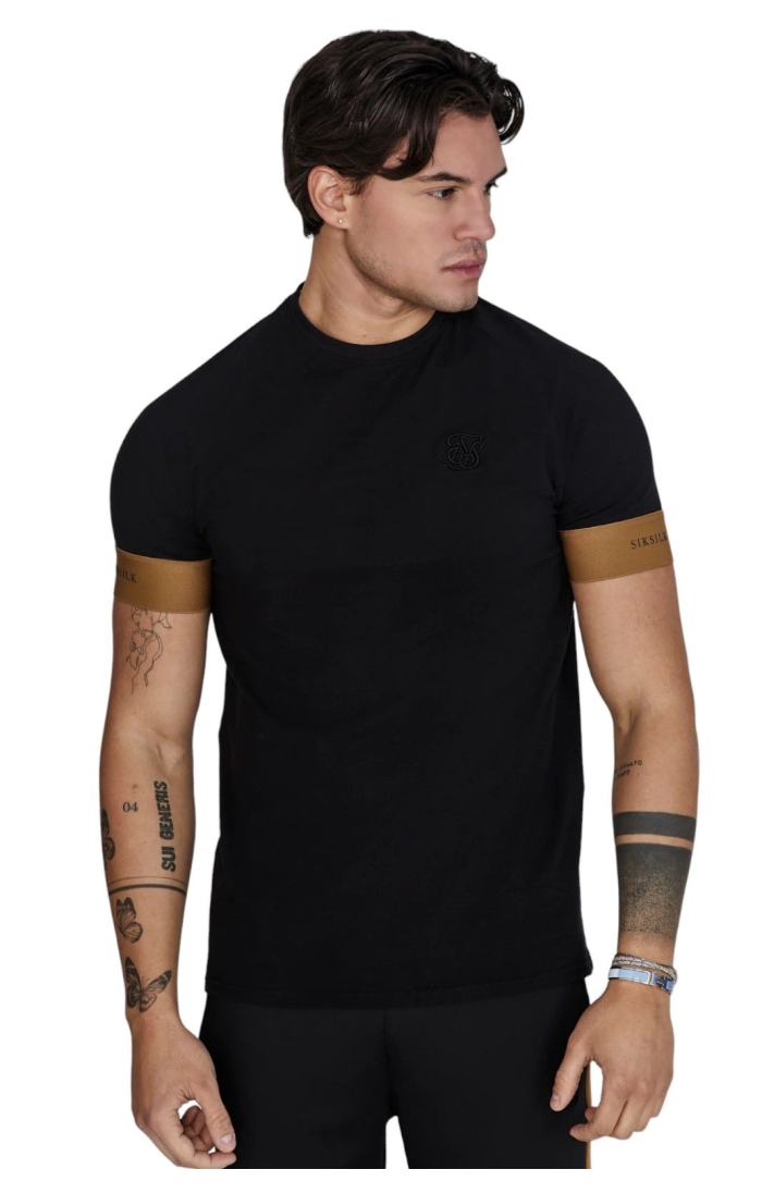 Camiseta SikSilk Tecnica Manga Ajustada Negro