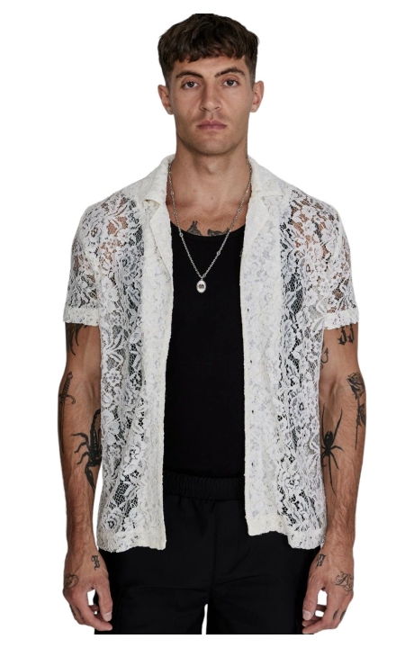 Camisa SikSilk Bordado Lace Resort Blanco