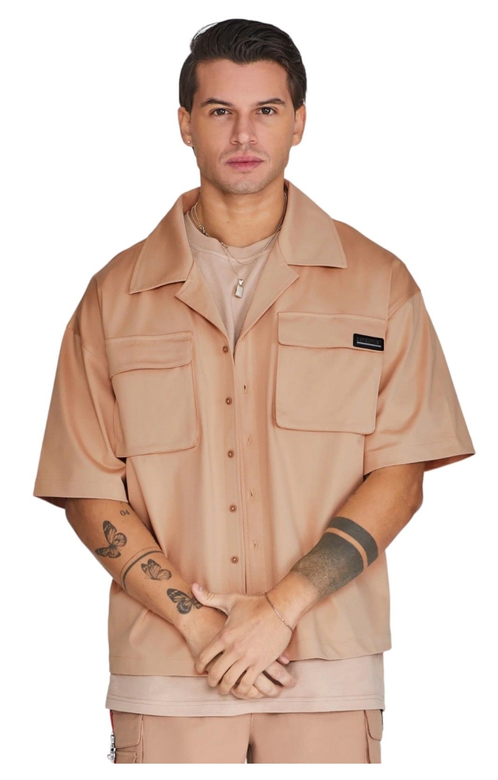 Camisa SikSilk Cargo Utilitaria de Vuelo Beige