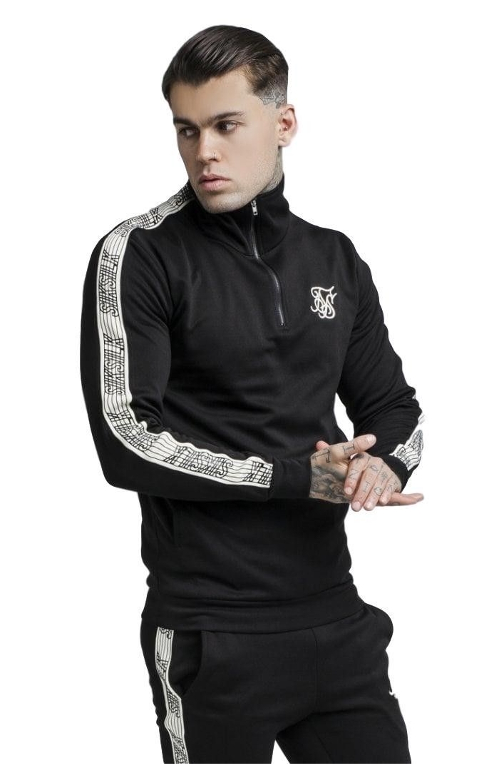 Sudadera SikSilk Quarter Zip Runner Top - Negro