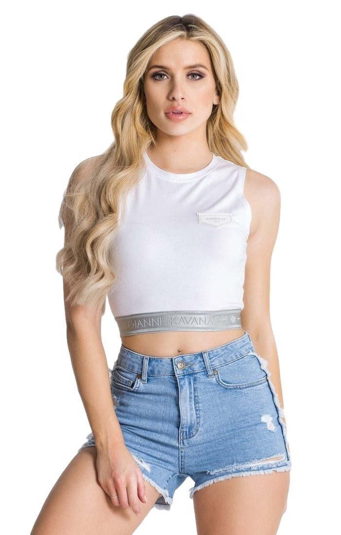 Top Gianni Kavanagh Corto Elastic Crop Blanco