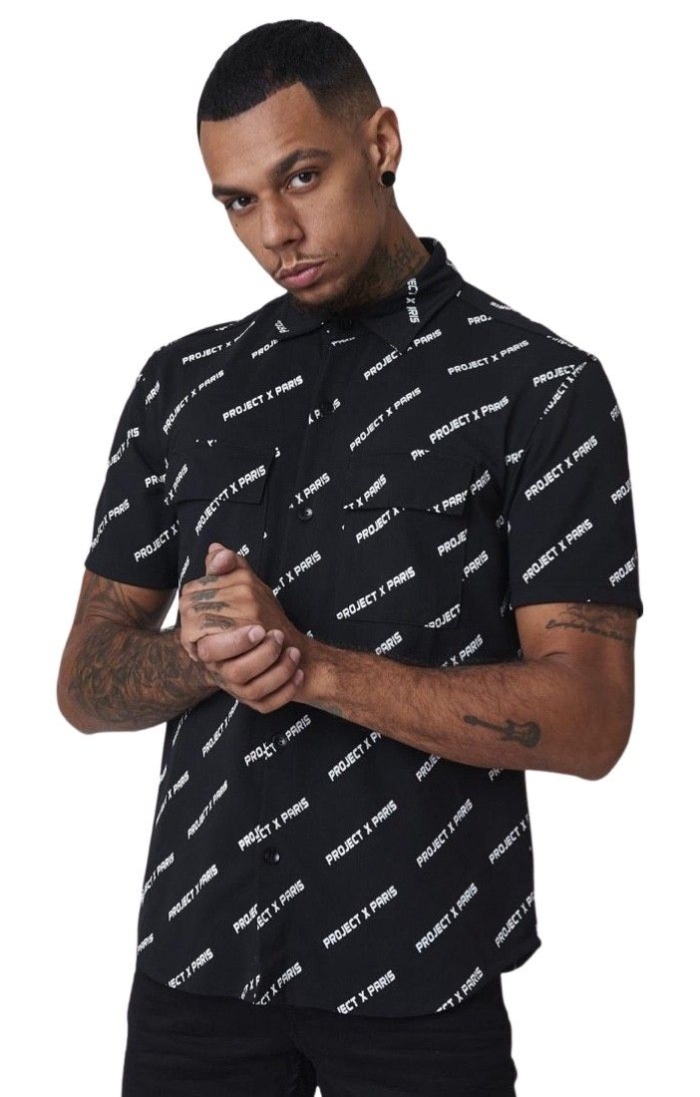 Camisa Project X Paris con Logo Diagonal Negro