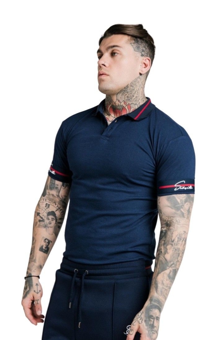 Polo SikSilk de Pique Exposed Marino