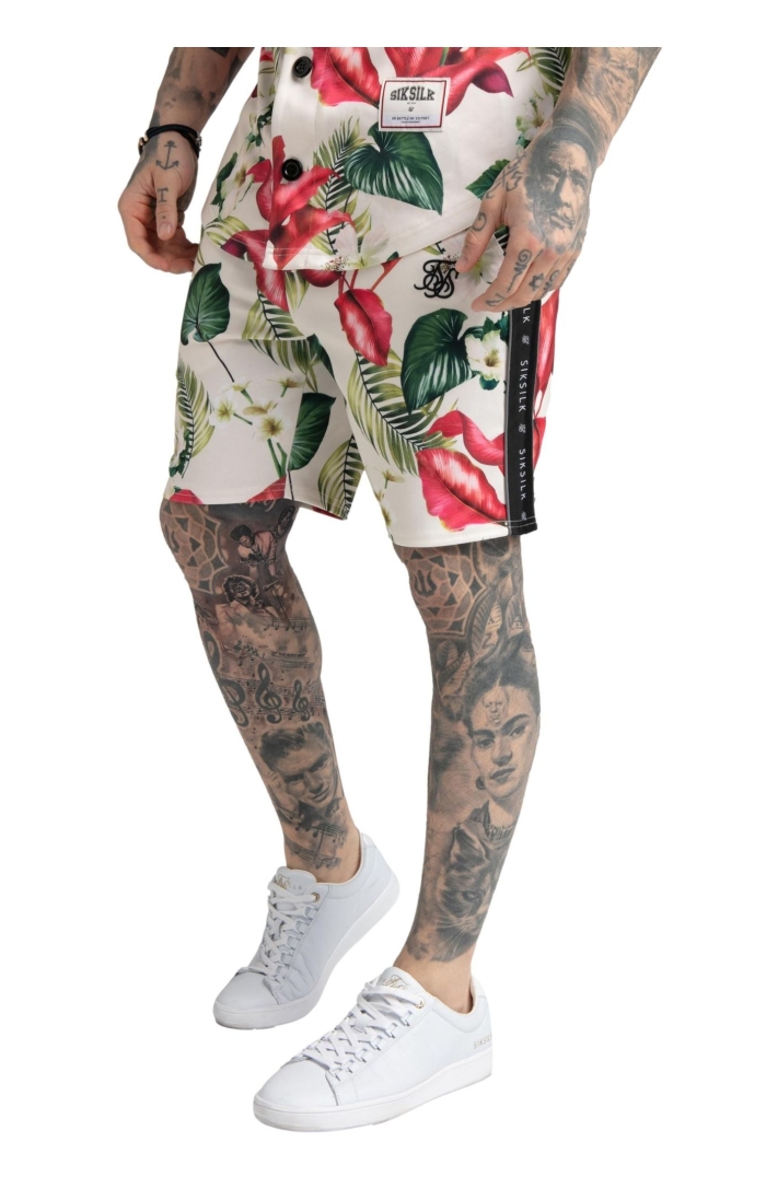 Pantalon SikSilk Retro Tropics Tape Blanco