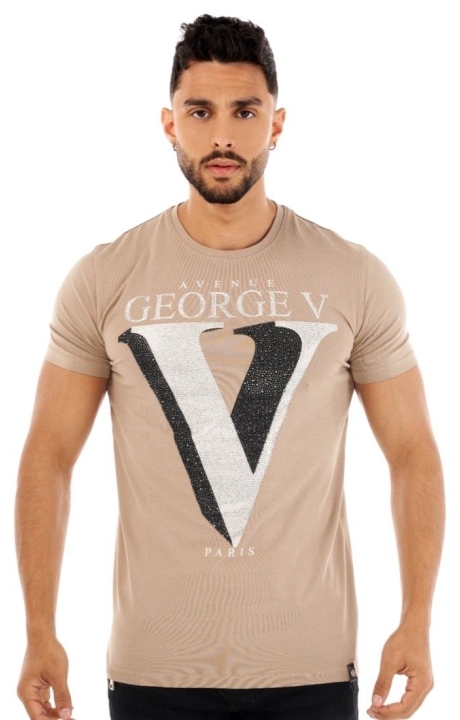 Camiseta George V Paris Logo V Brillante Beig