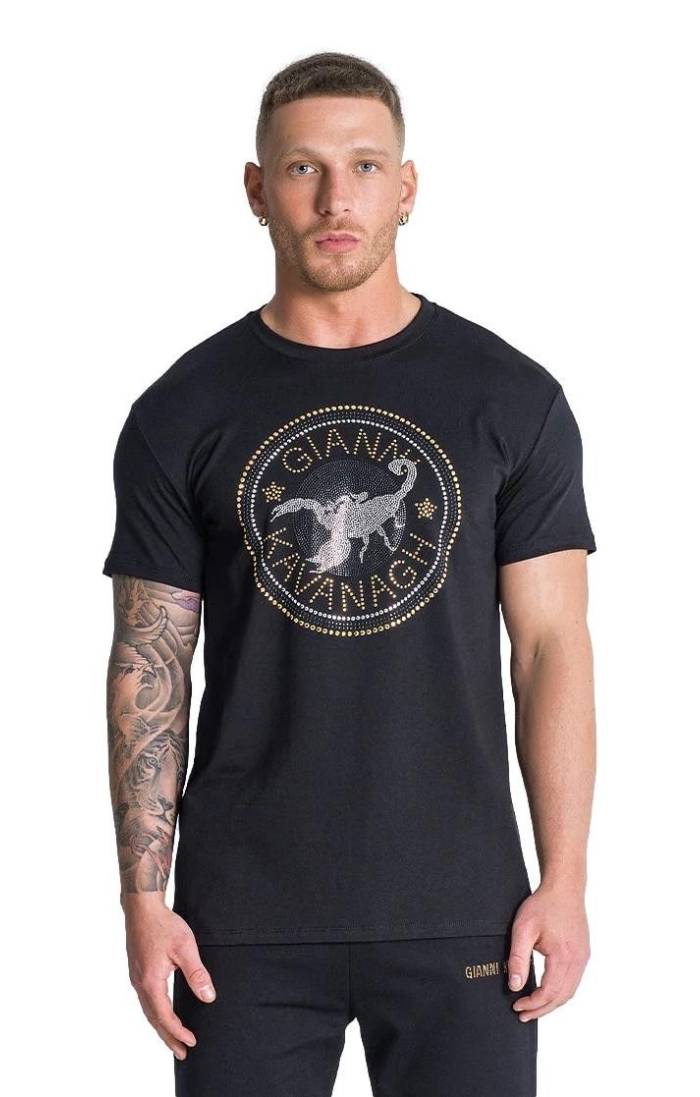 Camiseta Gianni Kavanagh con Cristales Astral Negro