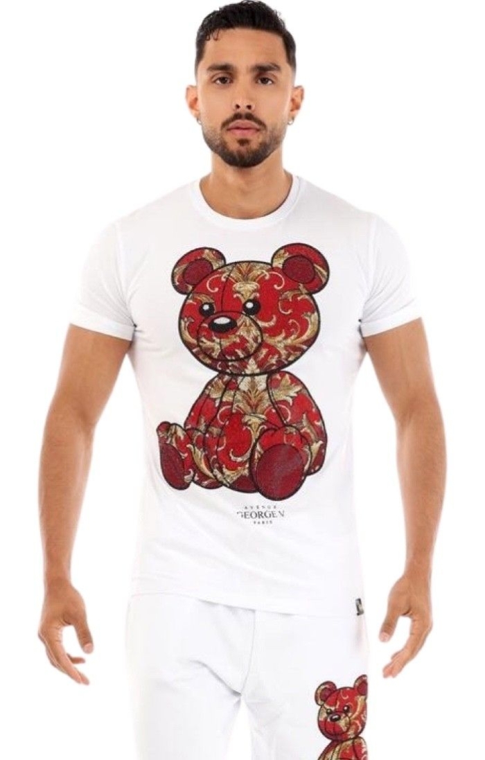 Conjunto George V Paris Oso Rojo Flores Nostalgicas Blanco