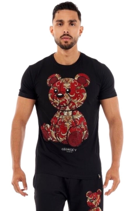 Conjunto George V Paris Oso Rojo Flores Nostalgicas Negro