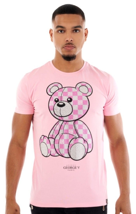 Camiseta George V Paris Oso Cuadrados Gv Rosa