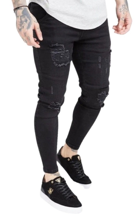 Jeans SikSilk Washed Essential Distressed Negro