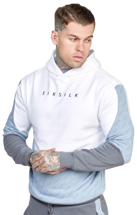 Sudadera SikSilk Bloque de Color Relaxed Blanco