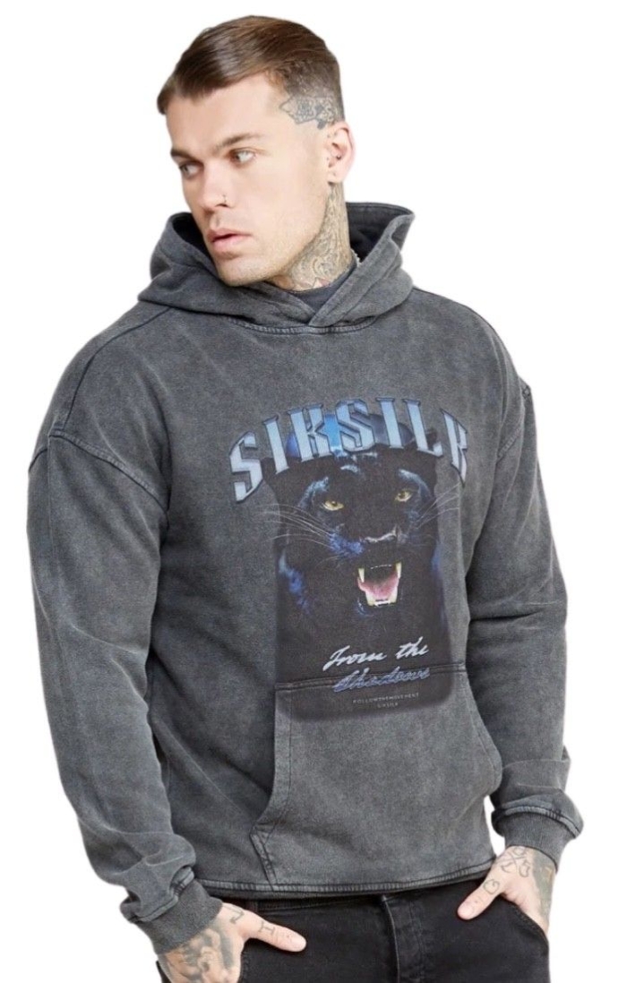 Sudadera SikSilk Grafica Negro