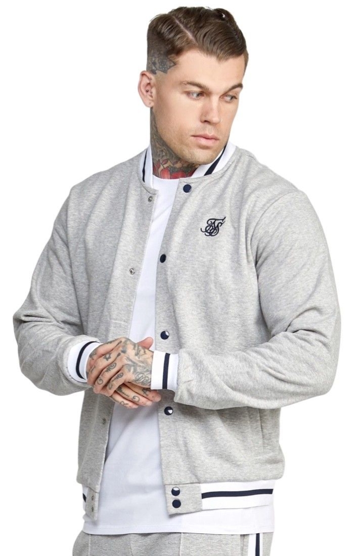 Bomber SikSilk Collegiate Logo Varsity Gris