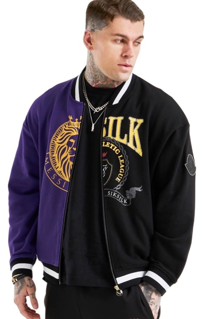 Bomber SikSilk X Messi Retro Varsity Negro Morado