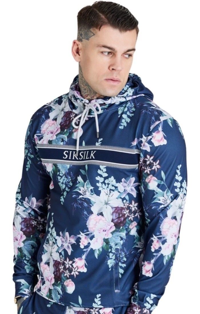 Sudadera SikSilk Botanical Print Marino