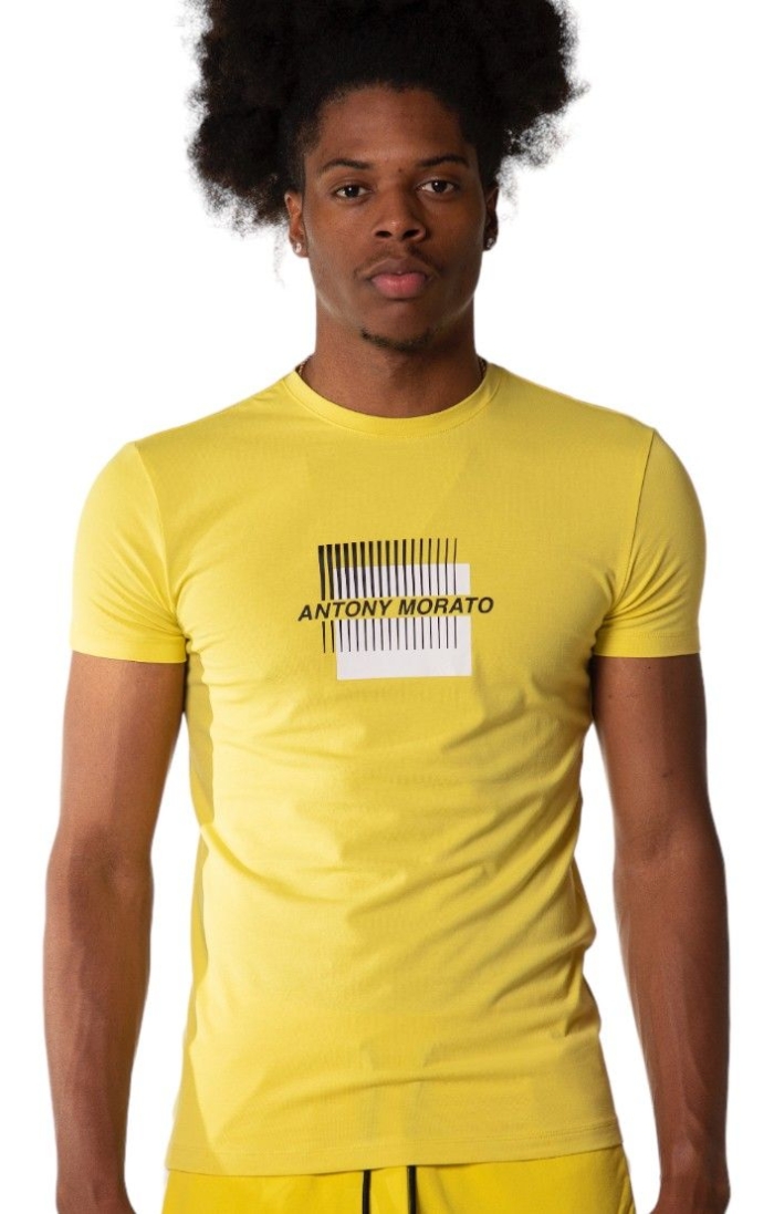 Camiseta Antony Morato Slim Algodon Logo Relieve Amarillo