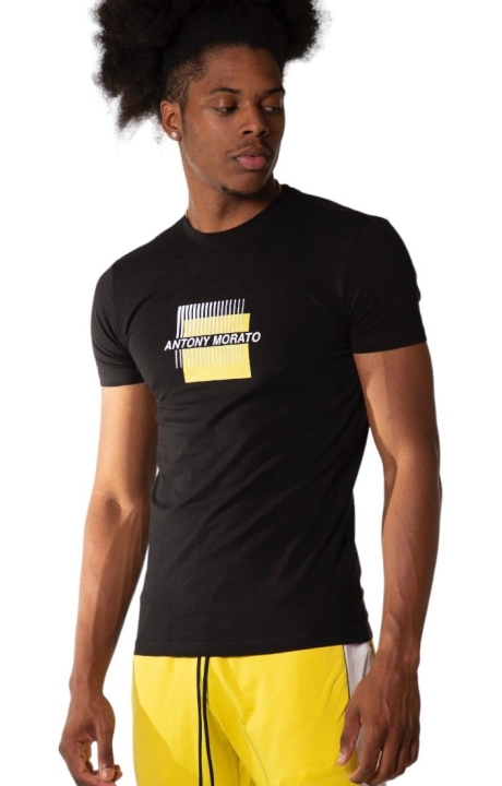 Camiseta Antony Morato Slim Algodon Logo Relieve Negro