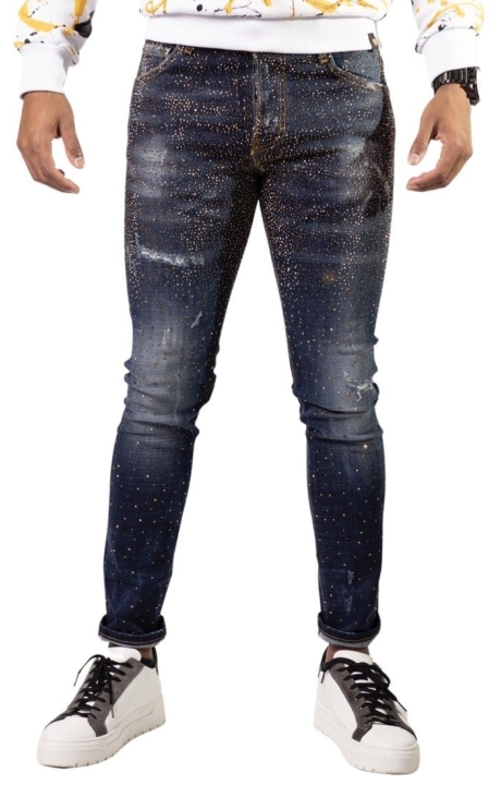 Jeans George V Paris con Tachuelas Azul Marino y Oro