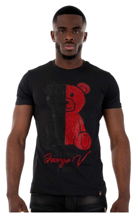 Camiseta George V Paris Tedy Bear Bi-Color Negro y Rojo