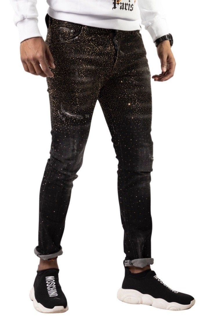 Jeans George V Paris con Tachuelas Negro y Oro