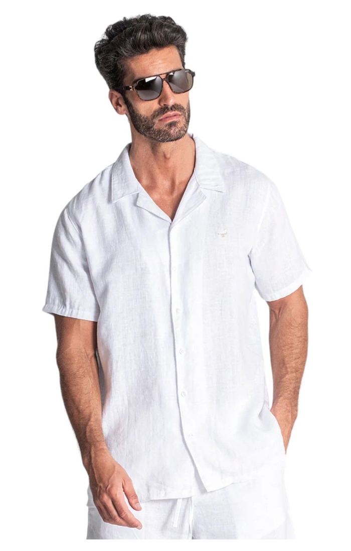 Camisa Gianni Kavanagh Hawaiana de Lino Blanco