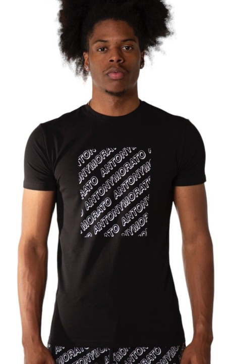 Camiseta Antony Morato Slim Fit Logotipo Monograma Negro