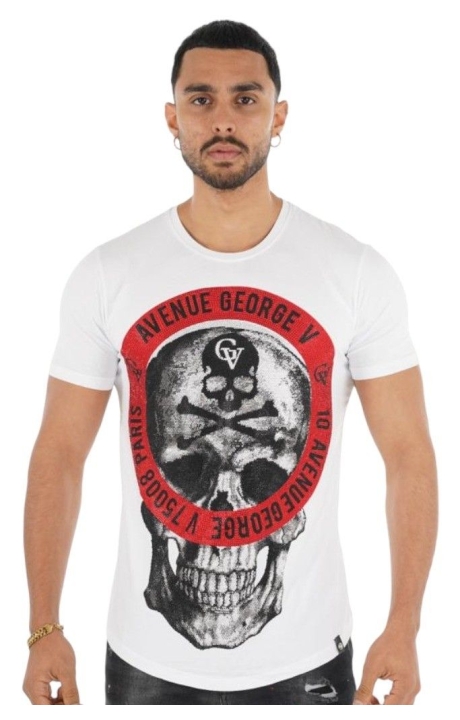 Camiseta George V Paris Parche Circular Calavera Blanco