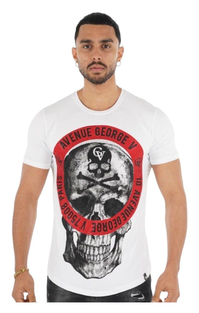 Camiseta George V Paris Parche Circular Calavera Blanco