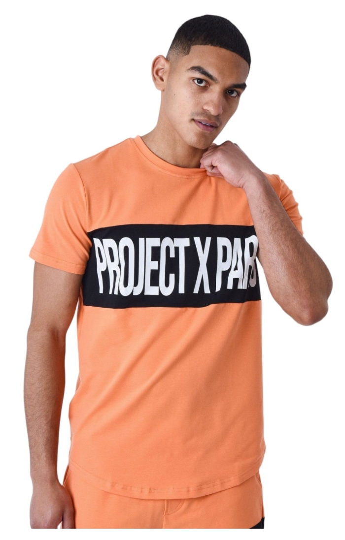 Camiseta Project X Paris Crew Logo Frontal Naranja