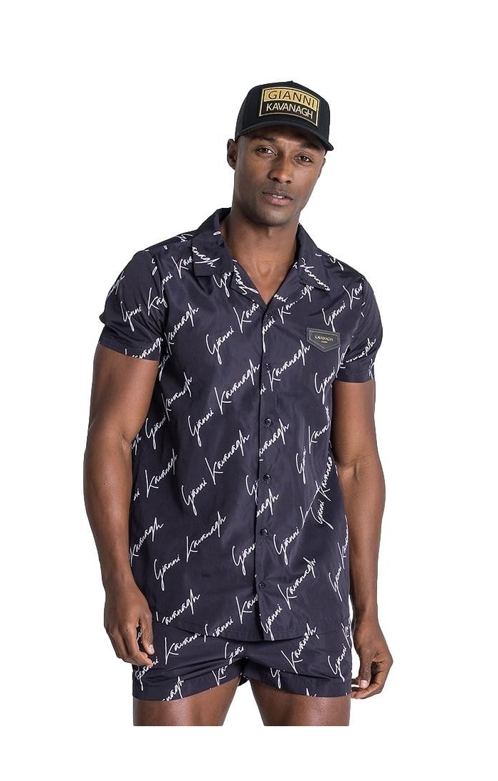 Camisa Gianni Kavanagh Signature Hawaiana Negro