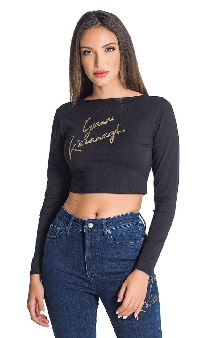 Camiseta Gianni Kavanagh con Diamantes Negro