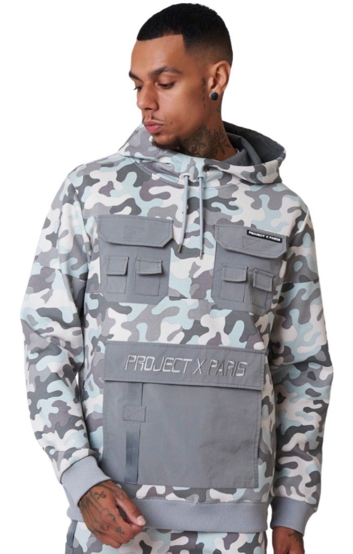 Sudadera Project X Paris bolsillos reflectantes Camuflaje