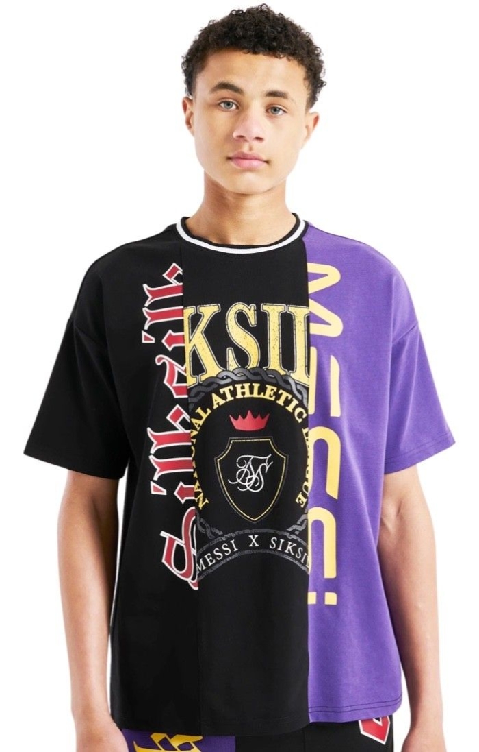 Camiseta SikSilk Jr X Messi Retro Negro & Morado