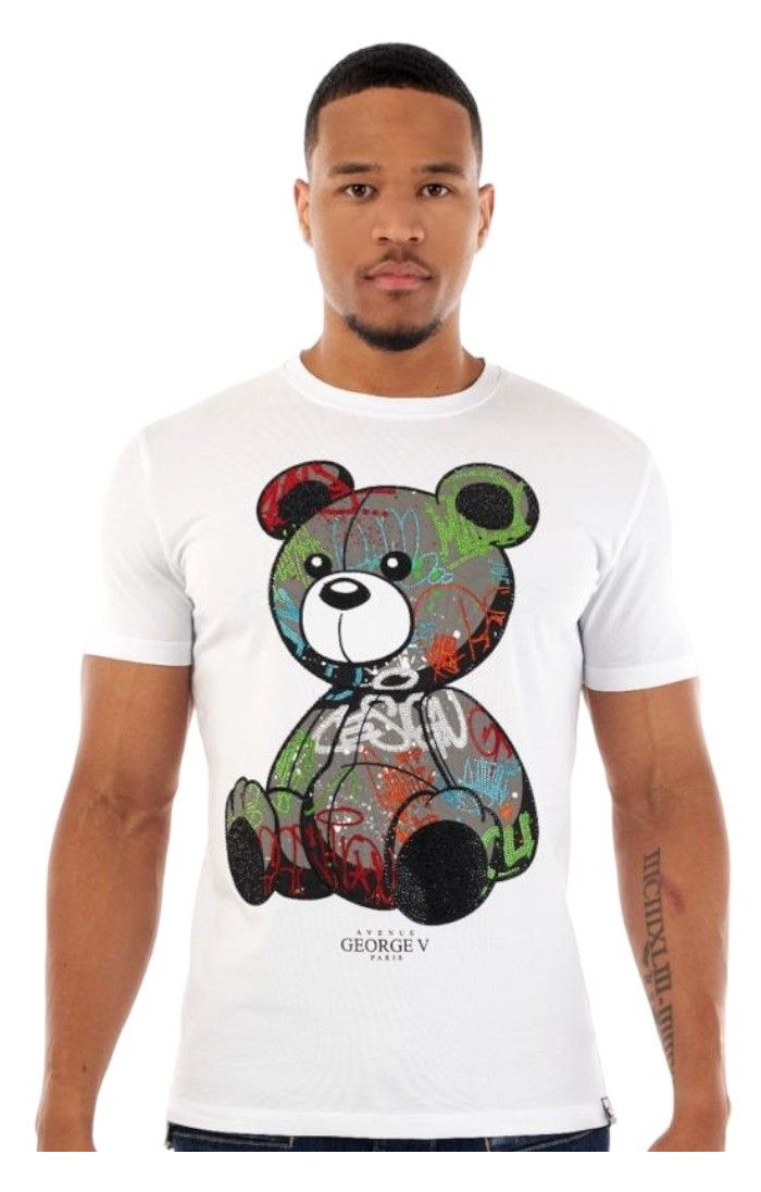 Camiseta George V Paris Oso con Barroco Street Blanco