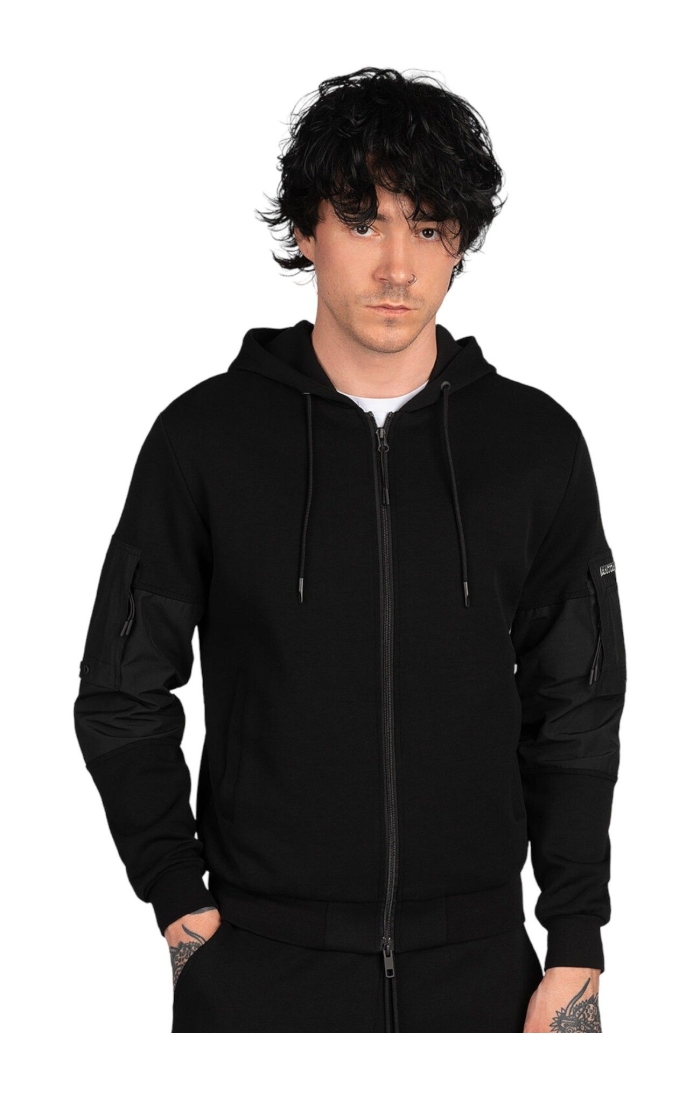 Sudadera Antony Morato con Coderas Bimaterial Negro