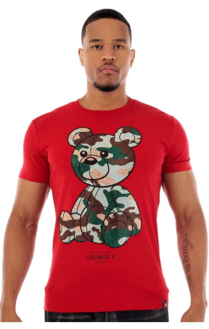 Camiseta George V Paris Oso Teddy Militar Rojo y Verde