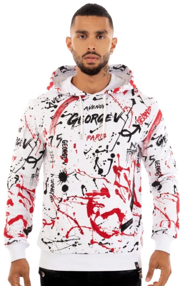 Sudadera George V Paris Urban Street Blanco y Rojo