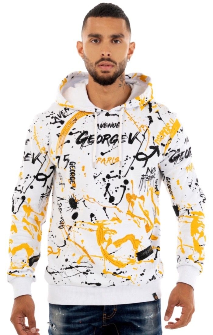 Sudadera George V Paris Urban Street Blanco y Amarillo