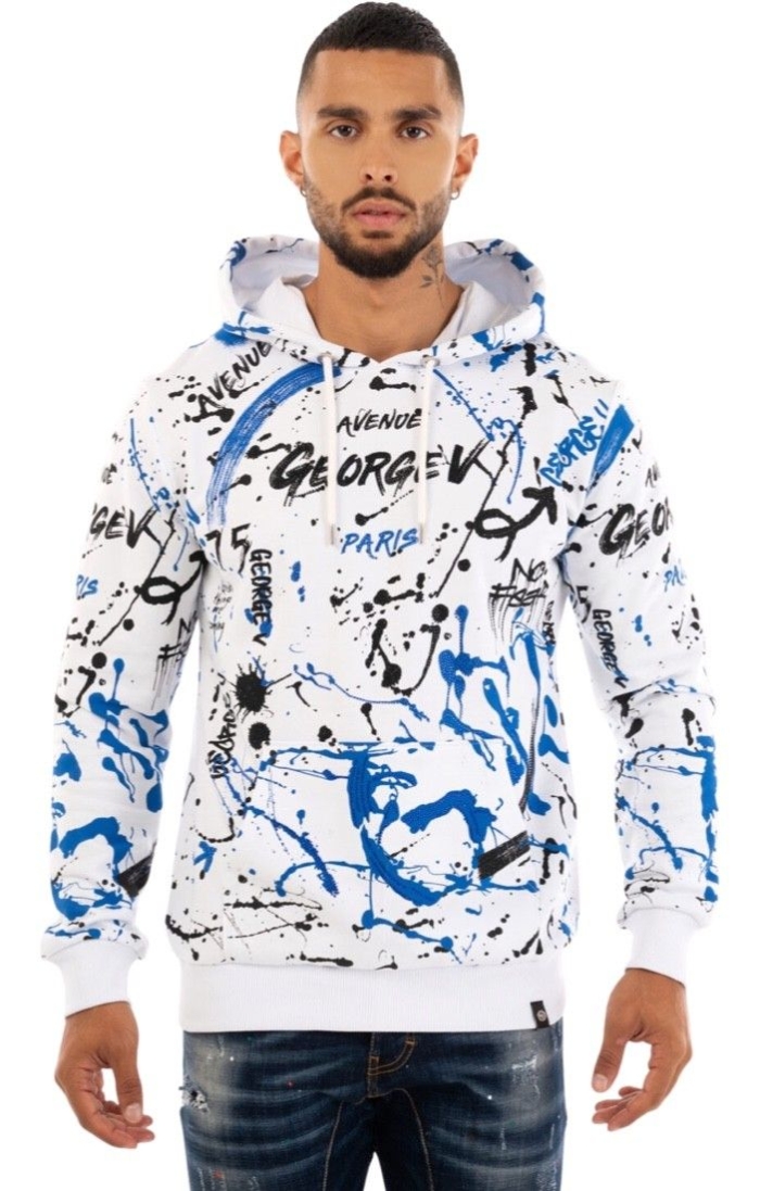 Sudadera George V Paris Urban Street Blanco y Azul